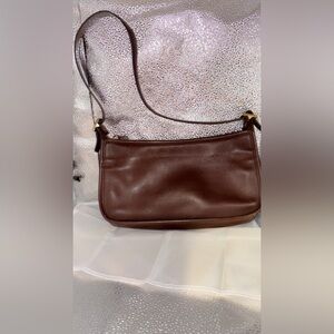 90s rare Coach color dark brown 100% leather small handbag purse satchel #9071